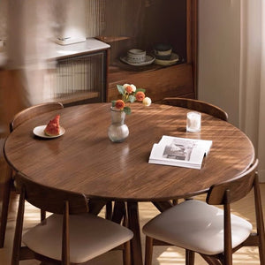 Nest Solid Walnut Round Dining Table - Oak Furniture Store