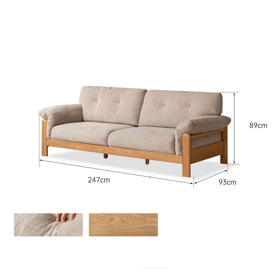 Neuffen Natural Solid Ash Chenille Sofa