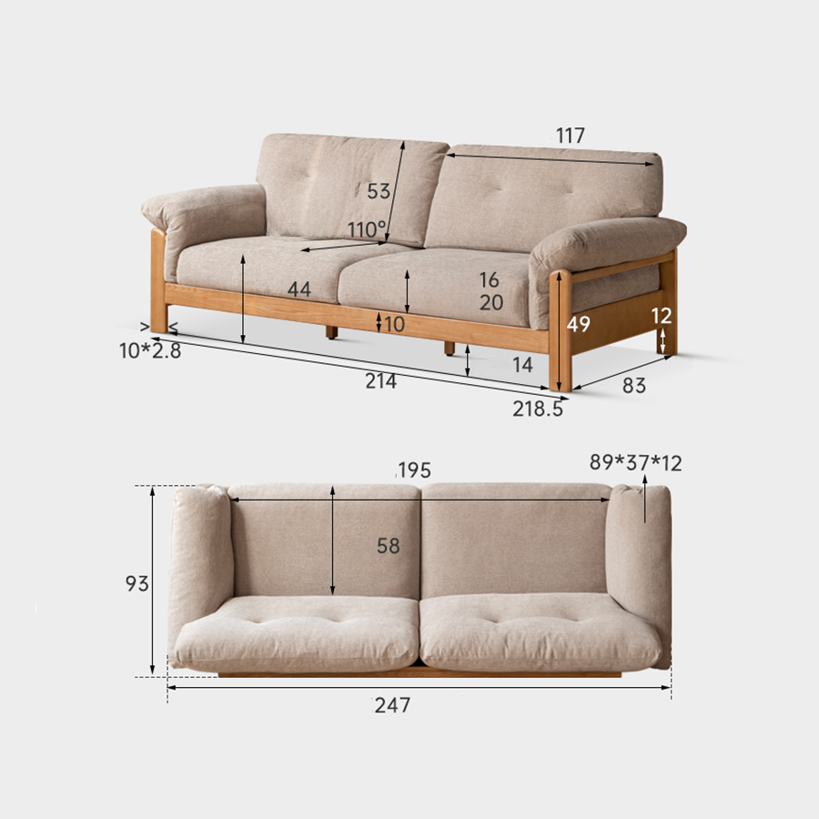 Neuffen Natural Solid Ash Chenille Sofa