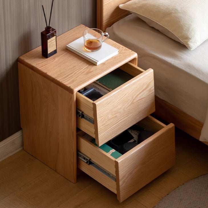 Norden Natural Solid Wood Bedside Table - Oak Furniture Store