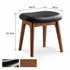 Norman black upholstered solid walnut dressing stool dimension image showing 44cm width, 38cm depth and 42.5cm height