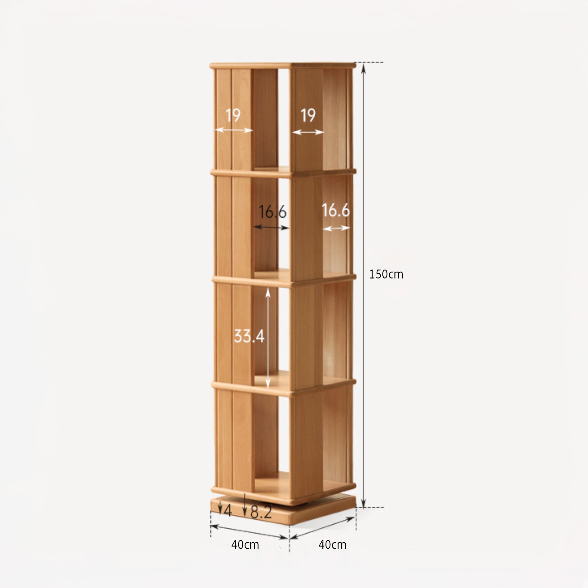 Nerola Natural Solid Beech Rotating Bookshelf