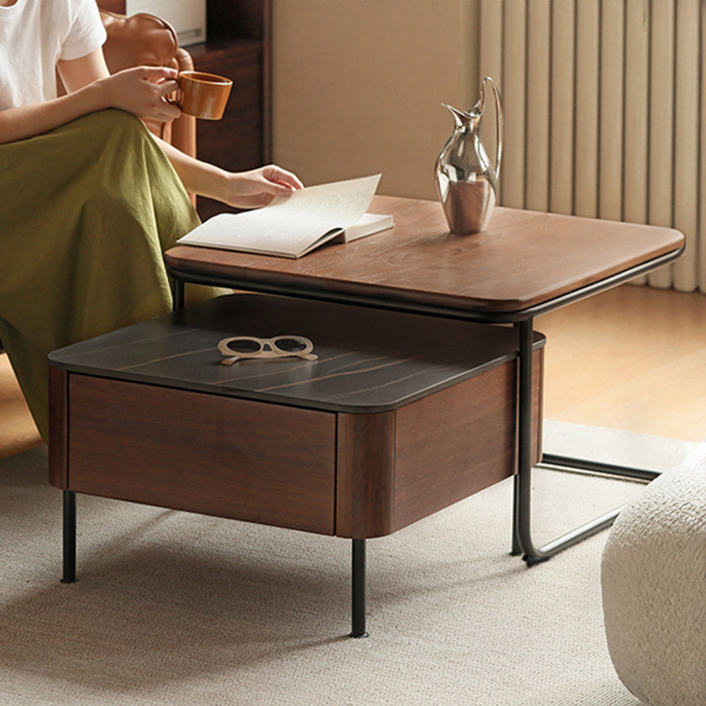 Oliena Natural Solid Walnut Coffee Table Set