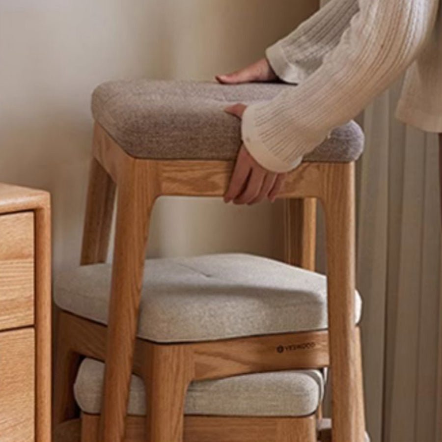 Olini Natural Solid Oak Stacking Stool | Oak Furniture Store