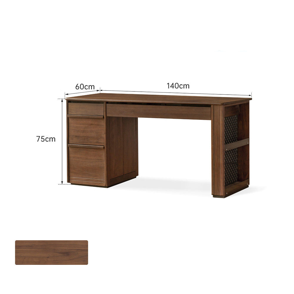 Oliveri Natural Solid Walnut Desk with Hutch