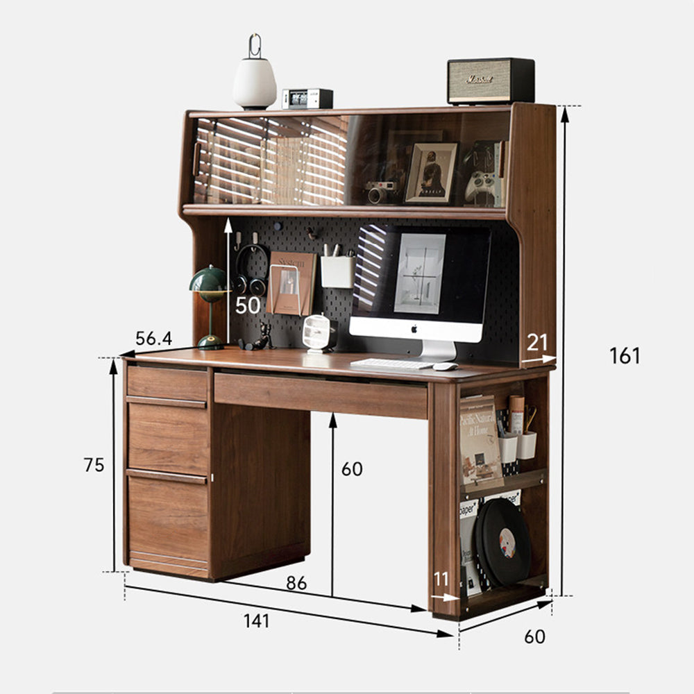 Oliveri Natural Solid Walnut Desk with Hutch