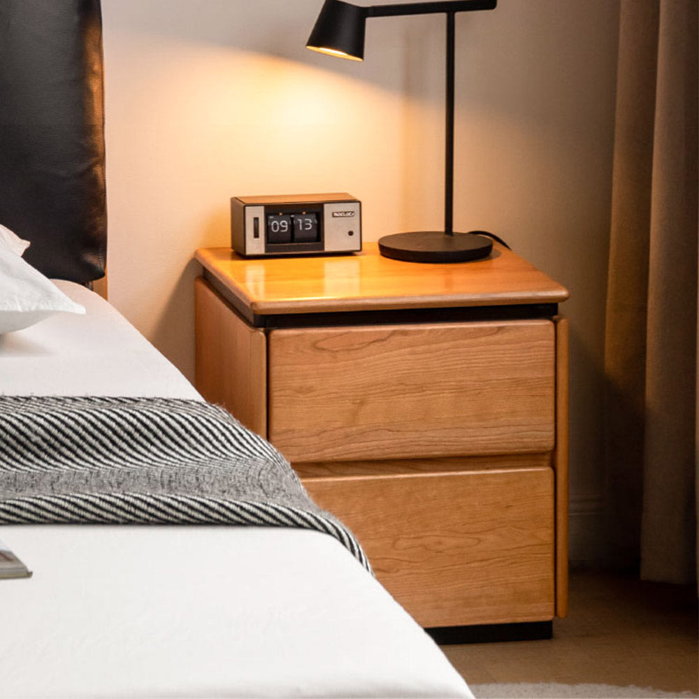 Broby Natural Solid Cherry Floor Standing Bedside Table