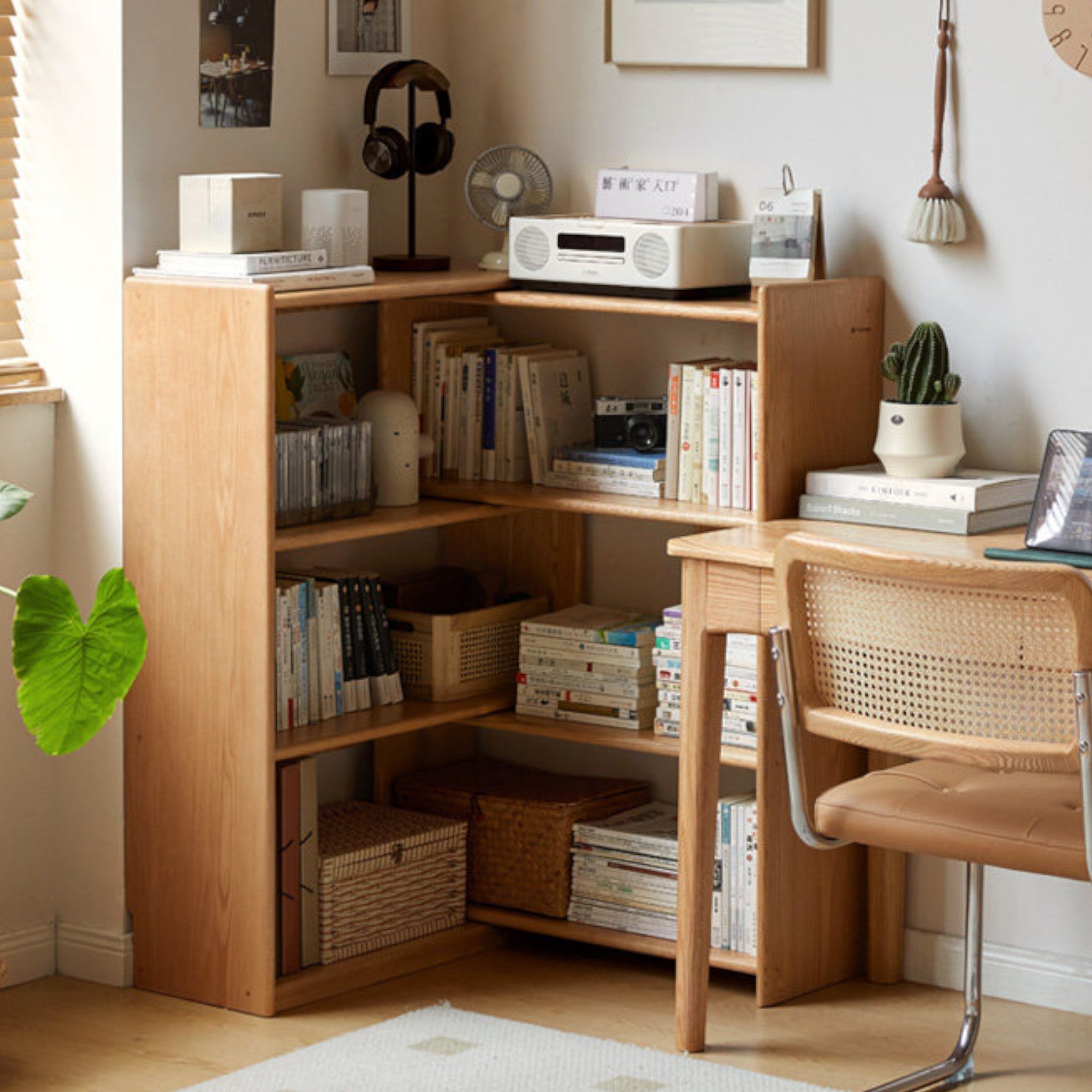 Orvieto Natural Solid Oak Extending Turning Bookcase