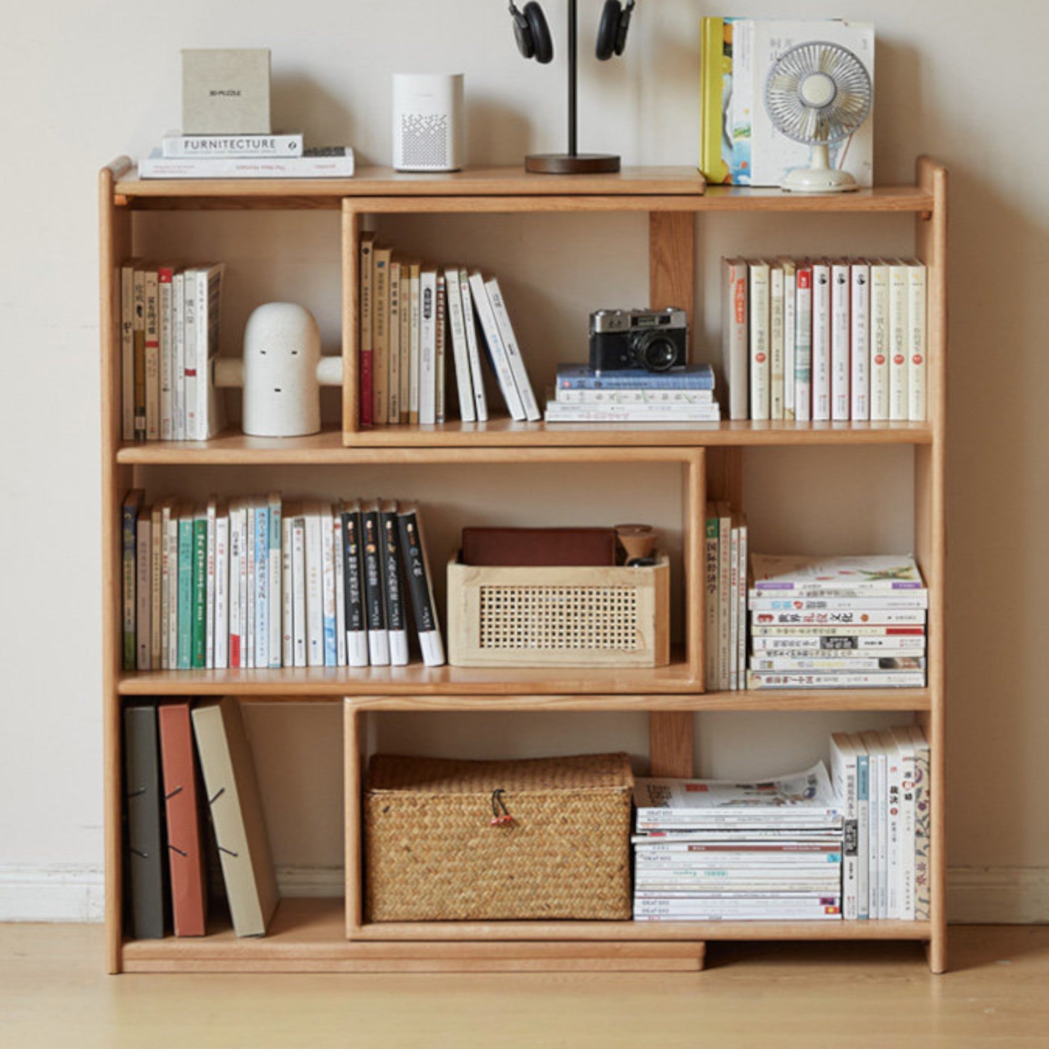 Orvieto Natural Solid Oak Extending Turning Bookcase