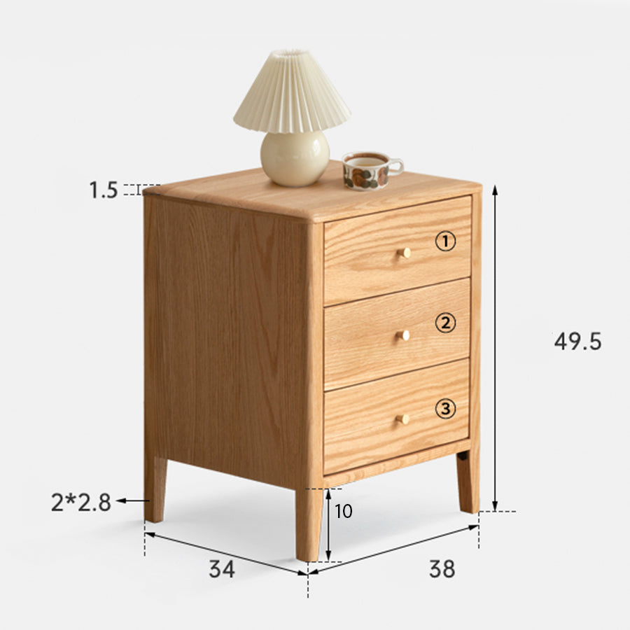 Oslo Natural Solid Oak Bedside Table Design 3