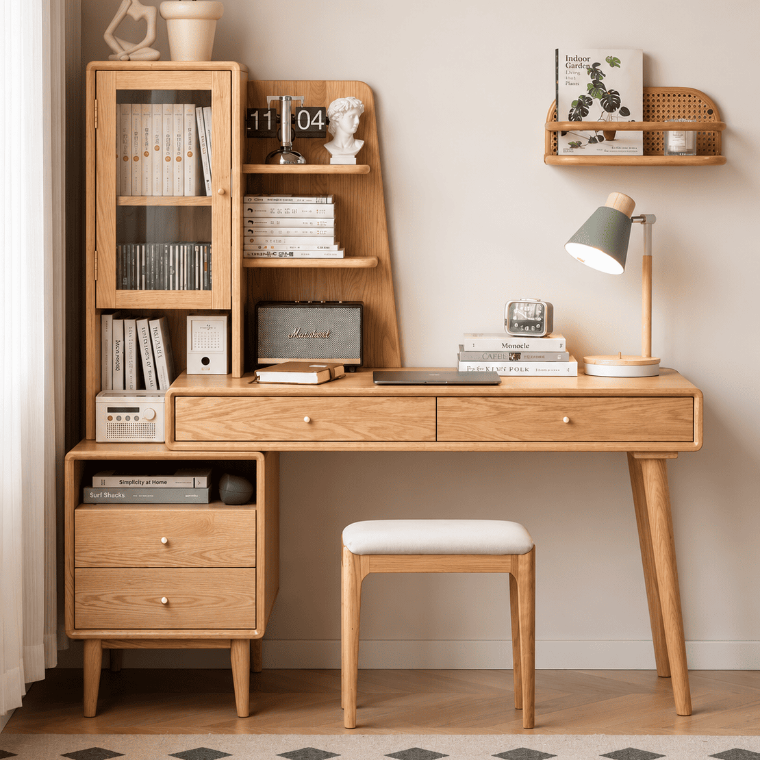 Oslo Natural Solid Oak Desk with Hutch