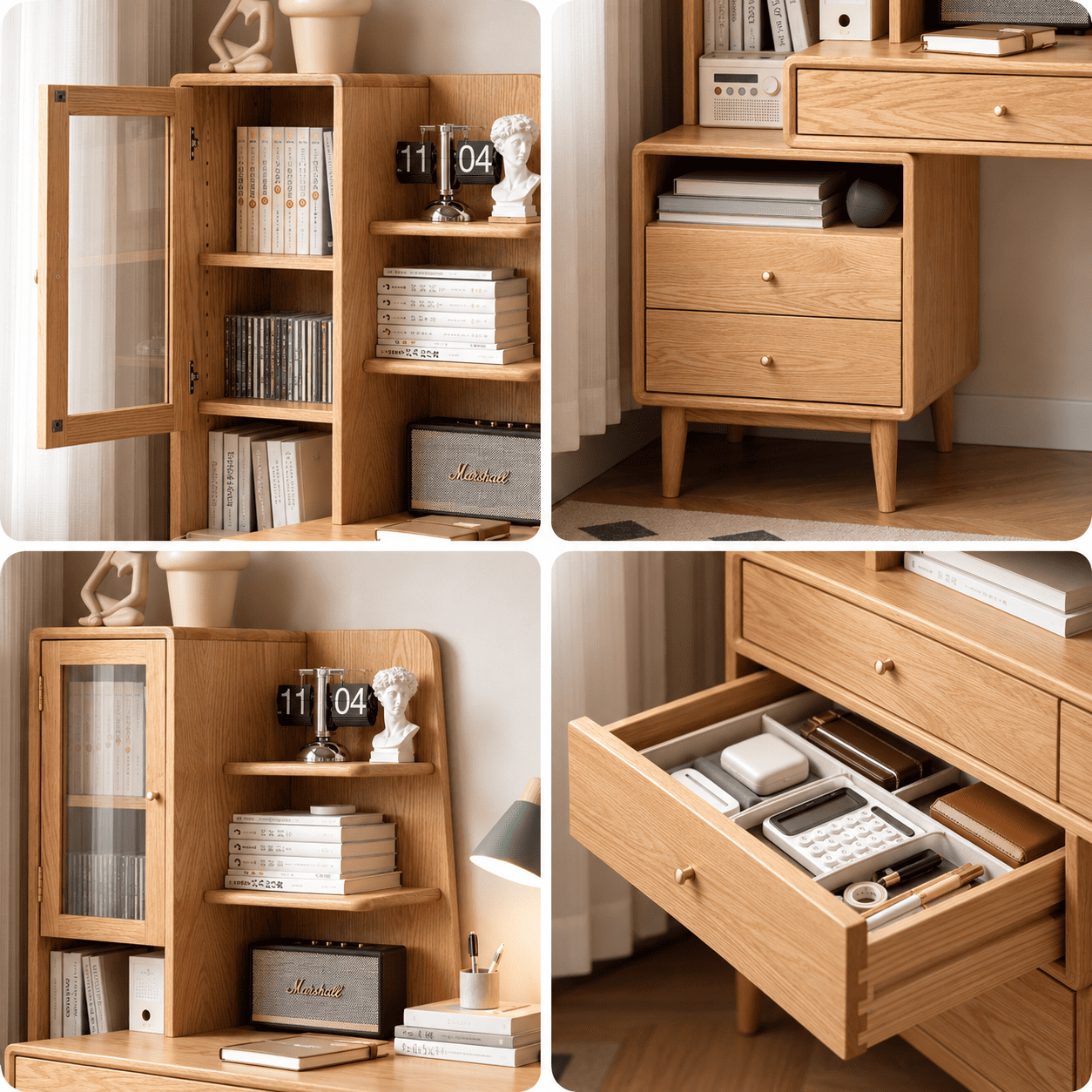 Oslo Natural Solid Oak Desk with Hutch