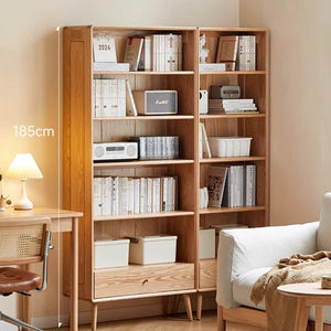 Oslo Natural Solid Oak Display Bookcase Cabinet Design Three - Oak Furniture Store