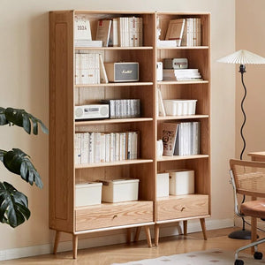 Oslo Natural Solid Oak Display Bookcase Cabinet Design Three - Oak Furniture Store