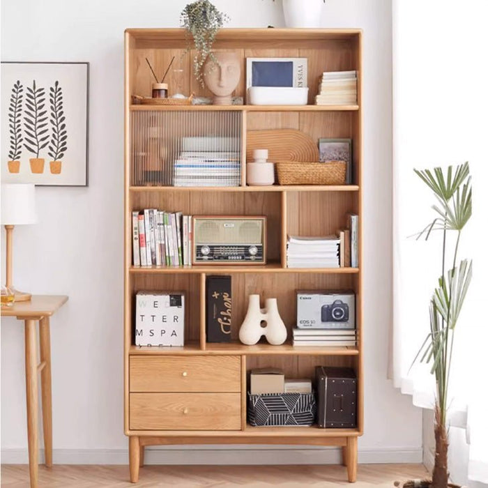 Oslo Natural Solid Oak Display Bookcase Cabinet Design Two