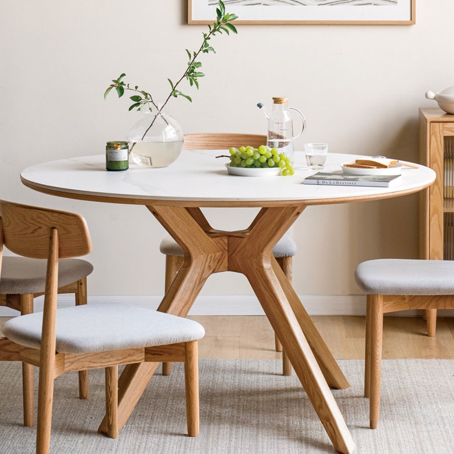 Oslo Natural Solid Oak Round Dining Table with Ceramic Top