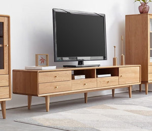 Oslo Solid Oak Entertainment Unit and Coffee Table Design 1 Package - Oak Furniture Store