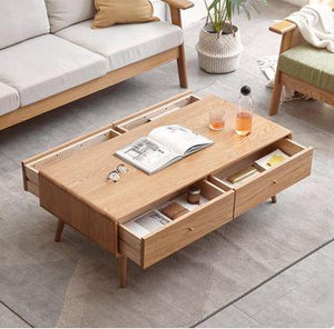 Oslo Solid Oak Entertainment Unit and Coffee Table Package - Oak Furniture Store