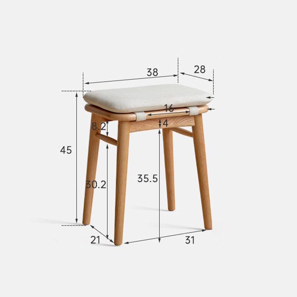 Ottana Natural Solid Hardwood Dressing Stool