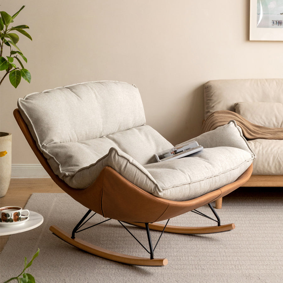 Oulu Eggshell-Inspired Fabric Double Rocking Leisure Chair Sofa