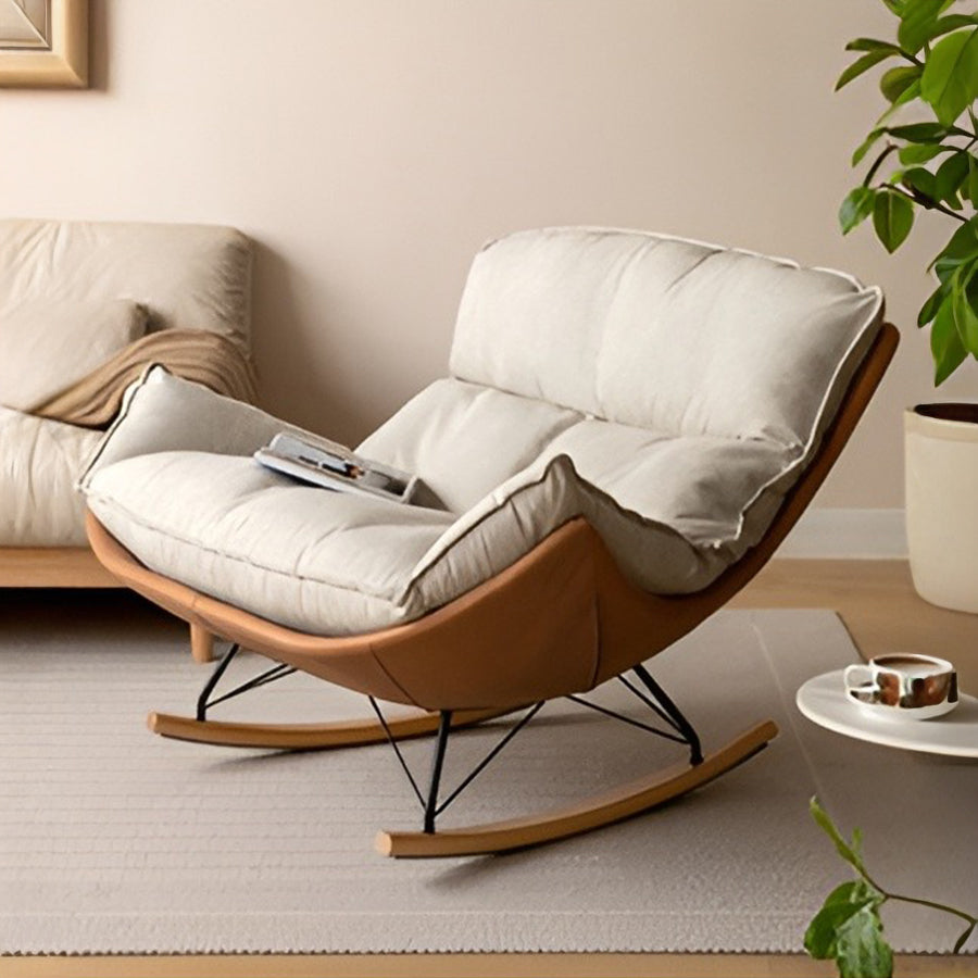Oulu Eggshell-Inspired Fabric Double Rocking Leisure Chair Sofa