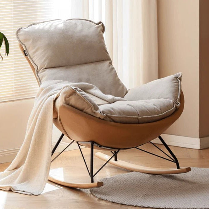 Oulu Eggshell - Inspired Fabric Rocking Leisure Chair Sofa - Oak Furniture Store