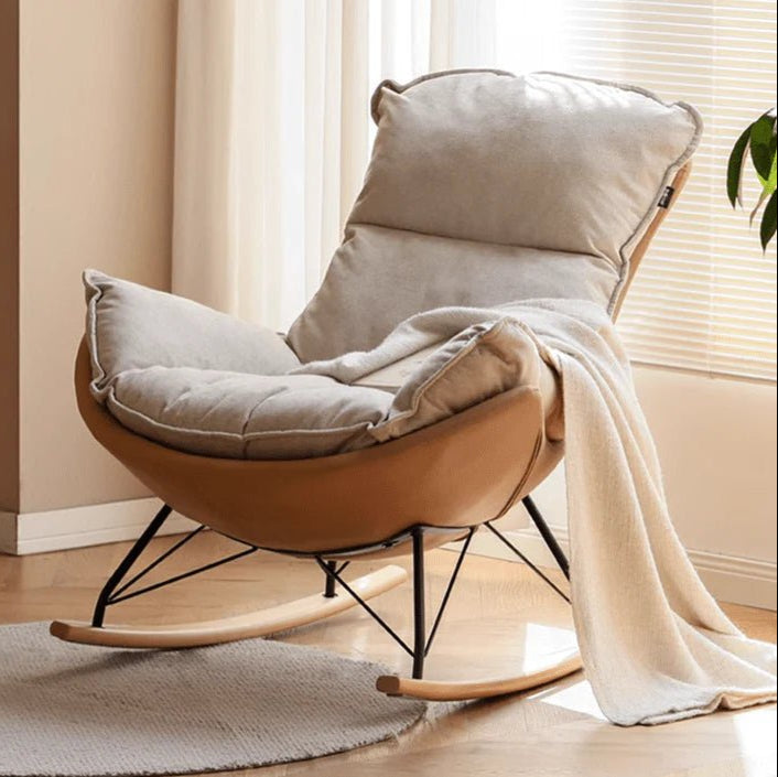 Oulu Eggshell - Inspired Fabric Rocking Leisure Chair Sofa - Oak Furniture Store