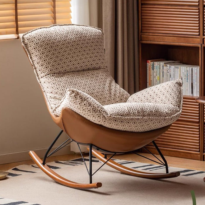 Oulu Eggshell-Inspired Fabric Rocking Lounge Chair Sofa