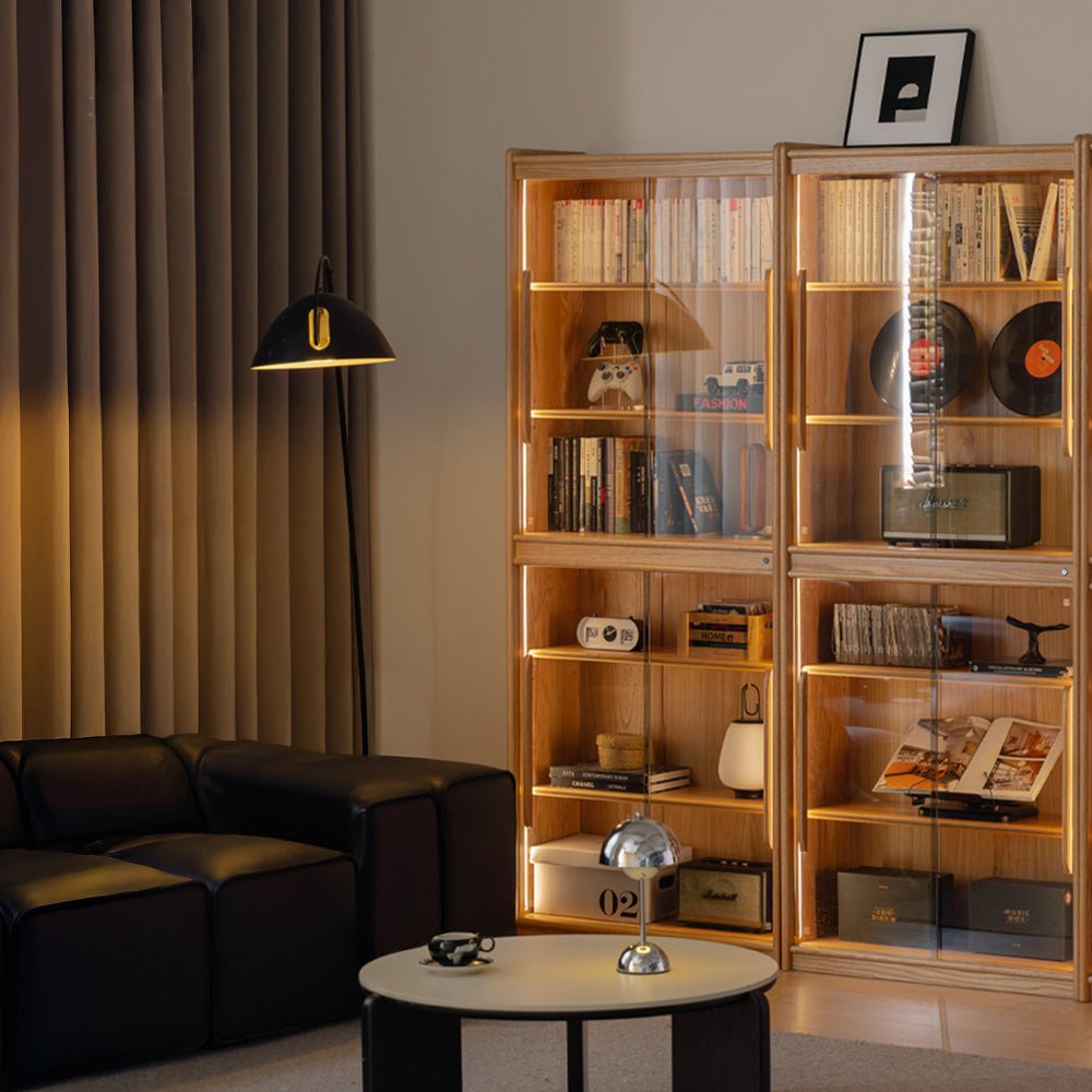 Owen Natural Solid Oak Display Cabinet with LED Light | Oak Furniture Store