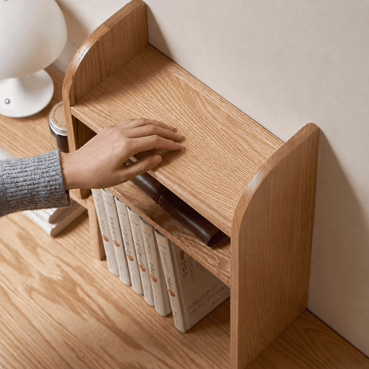 Padure Natural Solid Oak Extending Desktop Corner Shelf