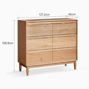 Pello Natural Solid Oak 6 Drawers Tallboy - Oak Furniture Store