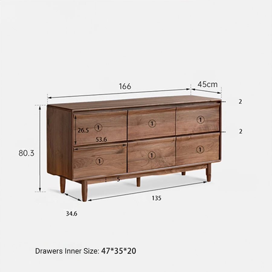Pello Natural Solid Walnut Chest of Drawers | Oak Furniture Store