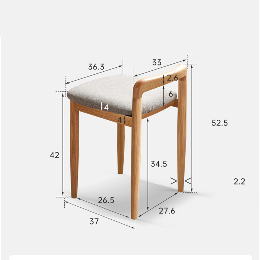 Penzlin Natural Solid Oak Dressing Stool