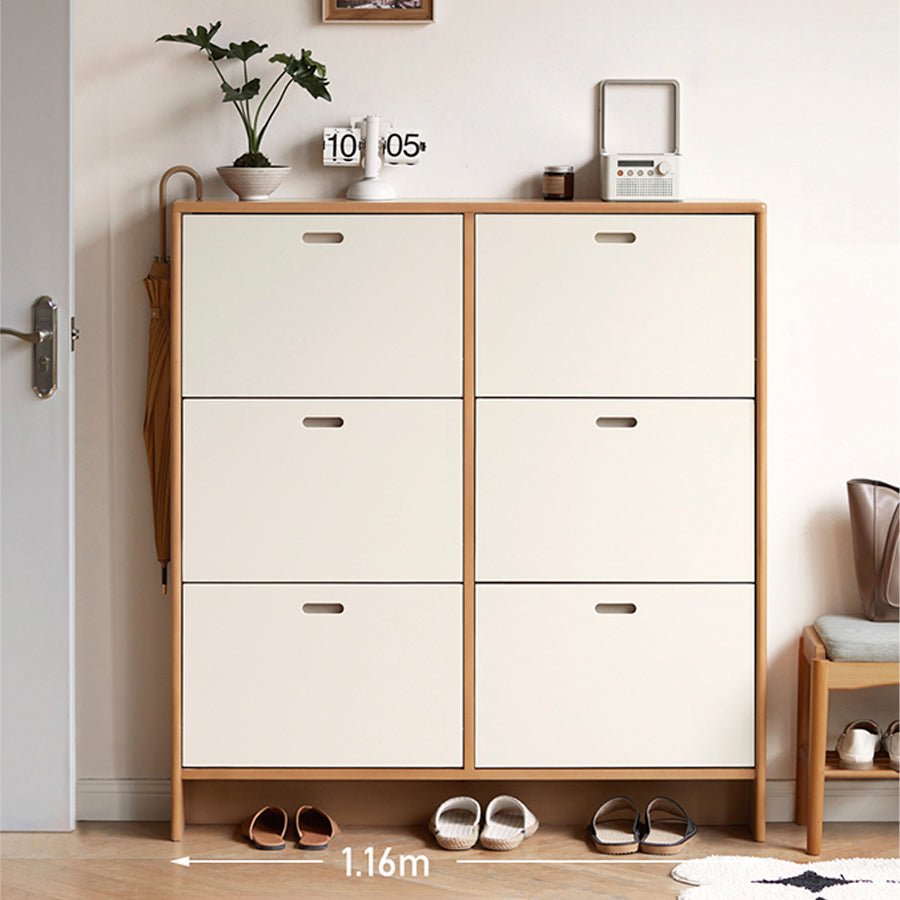 Porto Solid Tulip Poplar Flip - top Shoe Cabinet | Oak Furniture Store