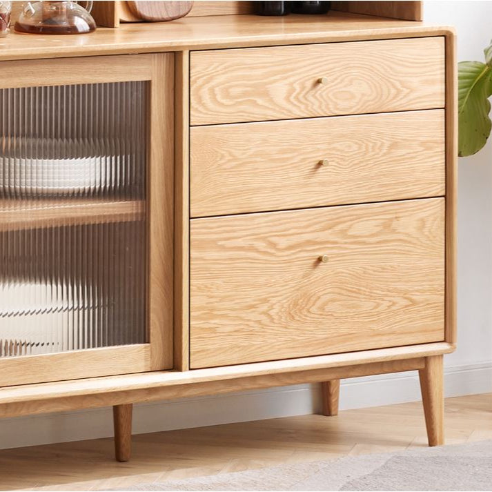 Oslo Natural Solid Oak Sideboard with Hutch Dresser - Oak Furniture Store
