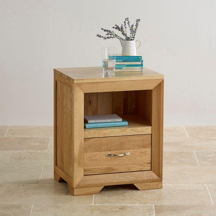 Chamfer Natural Solid Oak 1 Drawer Bedside Table - Oak Furniture Store