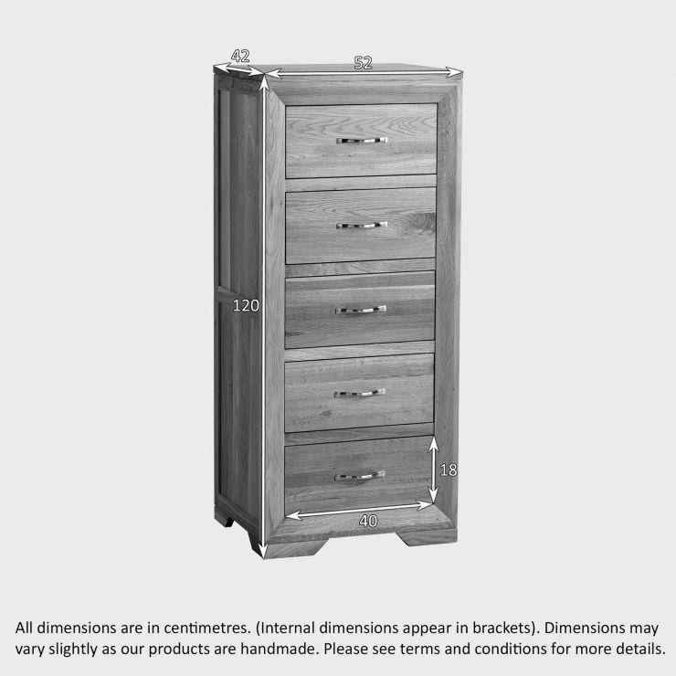 Chamfer Natural Solid Oak 5 Drawers Tallboy - Oak Furniture Store