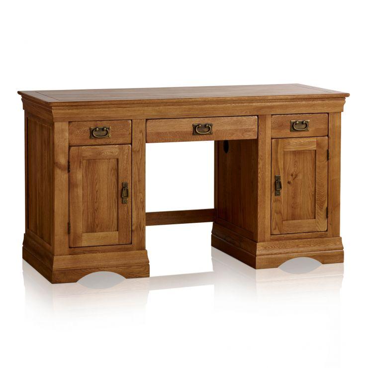 French Rustic Solid Oak Computer Desk - Oak Furniture Store