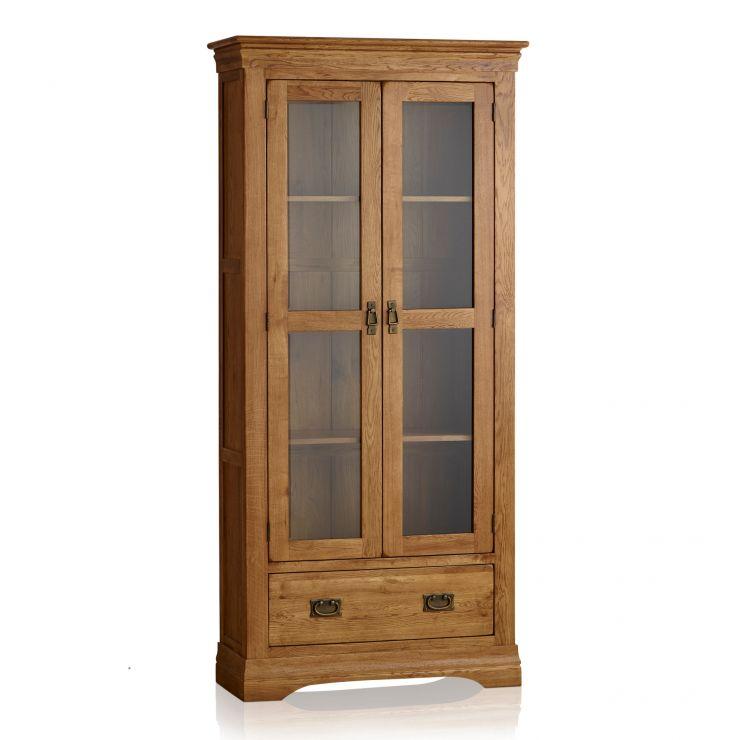 French Rustic Solid Oak Display Cabinet - Oak Furniture Store