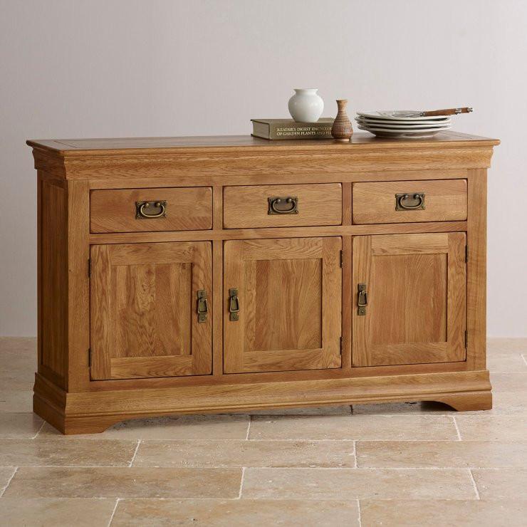 French Rustic Solid Oak Large Sideboard - Oak Furniture Store