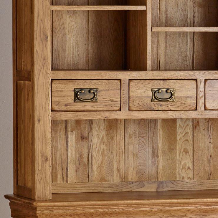 French Rustic Solid Oak Large Sideboard With Hutch Dresser - Oak Furniture Store