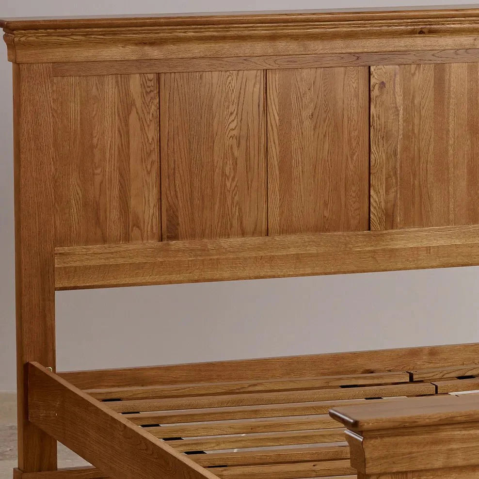 French Rustic Solid Oak Bed Frame - Oak Furniture Store