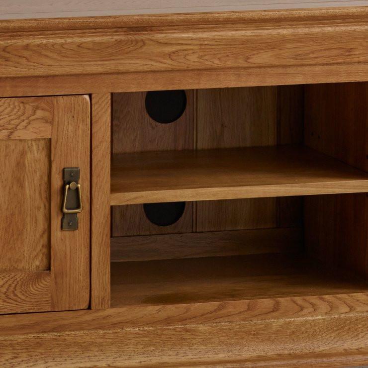 French Rustic Solid Oak Widescreen TV Cabinet - Oak Furniture Store