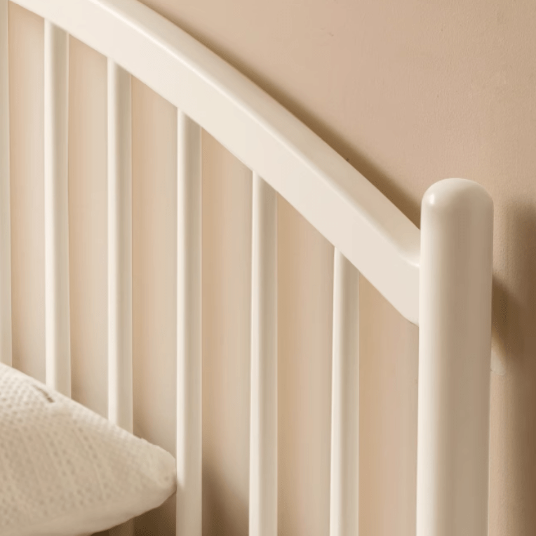 Kemi Cream Tulip Poplar Painted Harp Bed Frame - Oak Furniture Store
