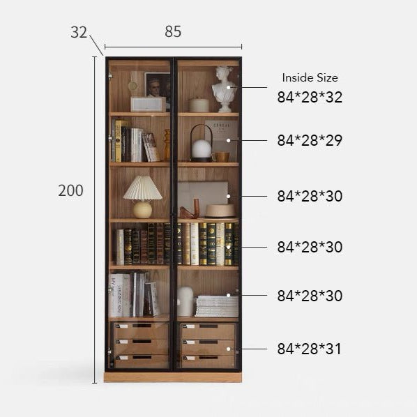 Odense Combination Natural Oak Display/Bookcase Cabinet - Oak Furniture Store