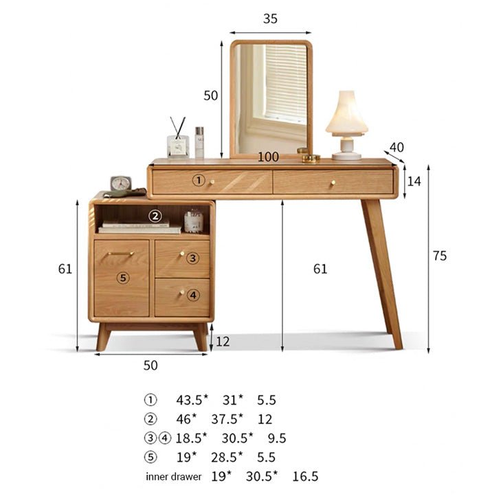 Oslo Natural Solid Oak Dressing Table Design B - Oak Furniture Store