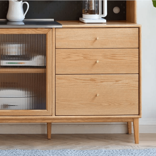 Oslo Natural Solid Oak Sideboard with Hutch Dresser - Oak Furniture Store