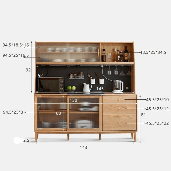 Oslo Natural Solid Oak Sideboard with Hutch Dresser - Oak Furniture Store