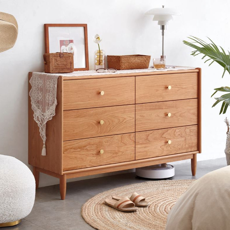 Prunus Solid Cherry 6 Chest of Drawers - Oak Furniture Store