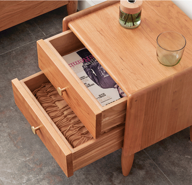Prunus Solid Cherry Bedside Table - Oak Furniture Store